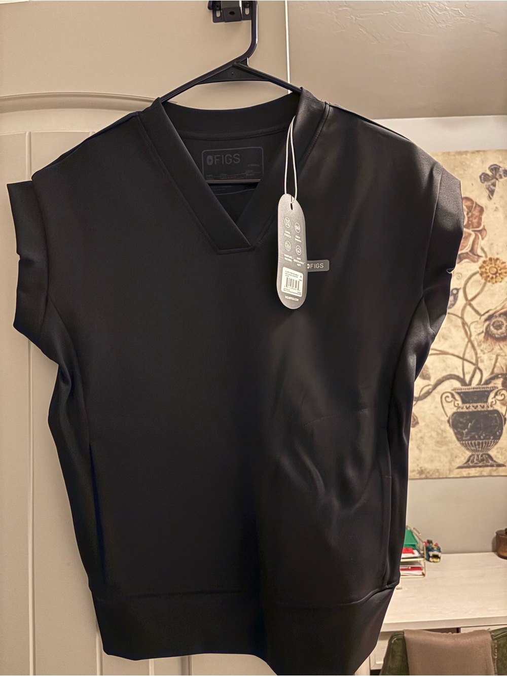 Figs Black V-Neck Medical Top